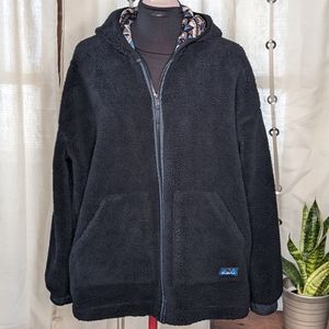 Kavu black Sherpa fleece zip up jacket Large